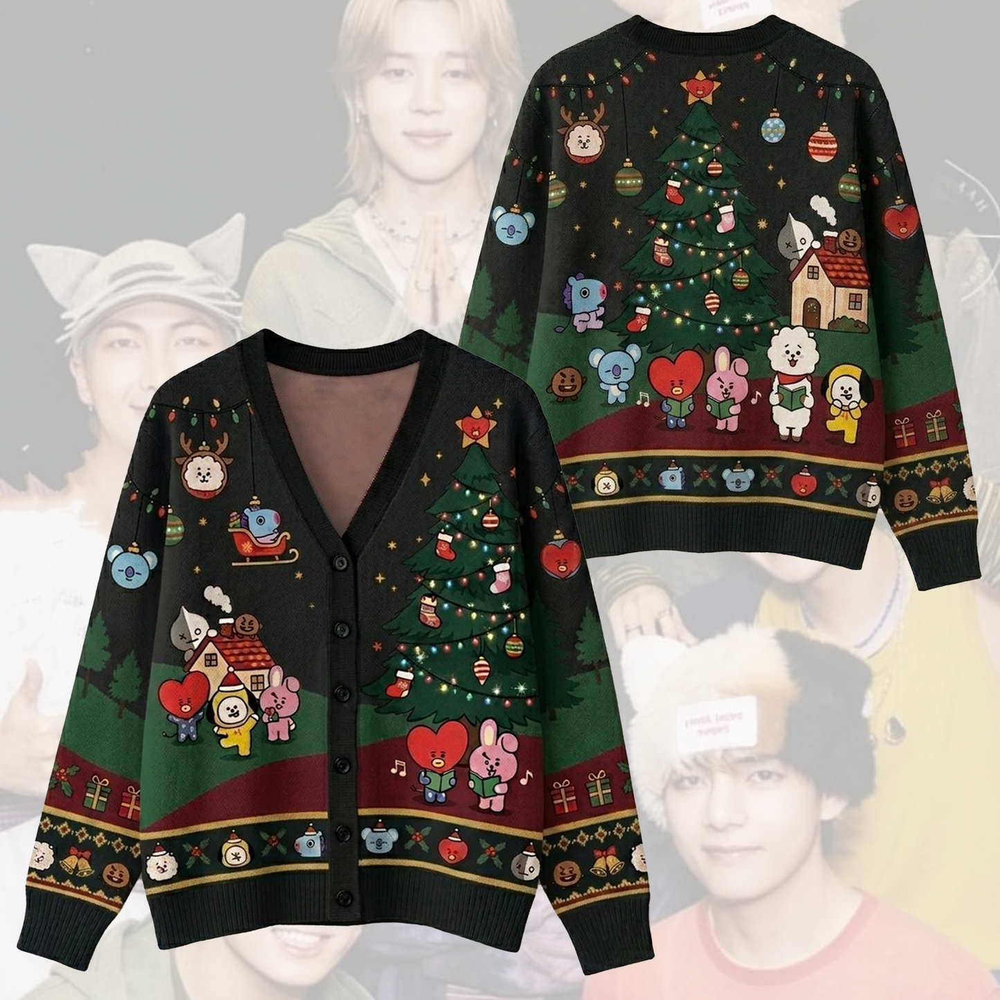 Kawai BT21 Christmas Cardigan Concert Outfit Gift For Fans