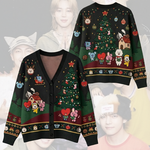 Kawai BT21 Christmas Cardigan Concert Outfit Gift For Fans