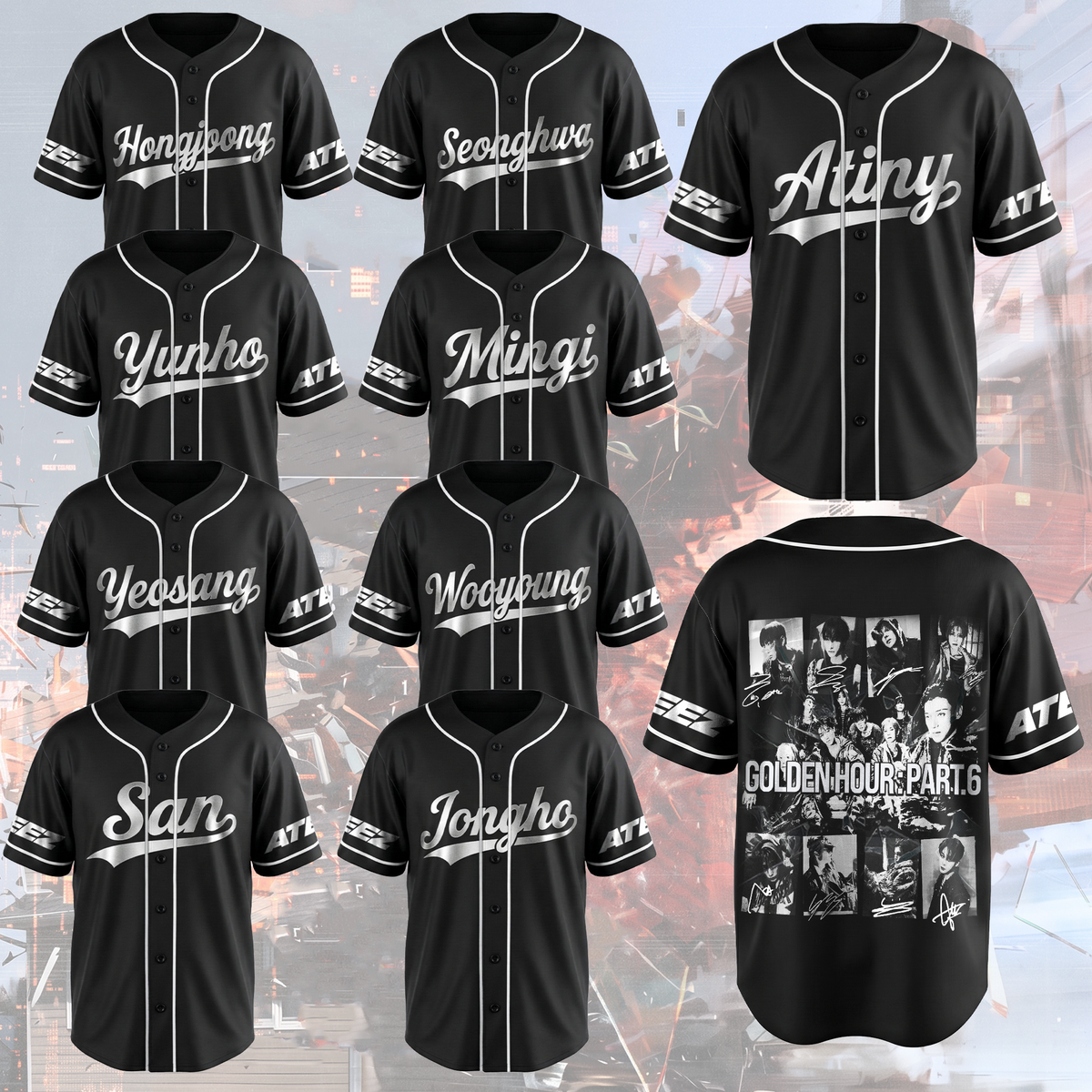 Cypher Ateez Golden Hour Konzert Baseballtrikot Fan-Edition