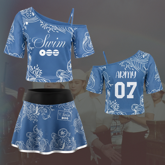 Oceanic Whispers Swim BTS Album Off Shoulder Mesh Gift For Army