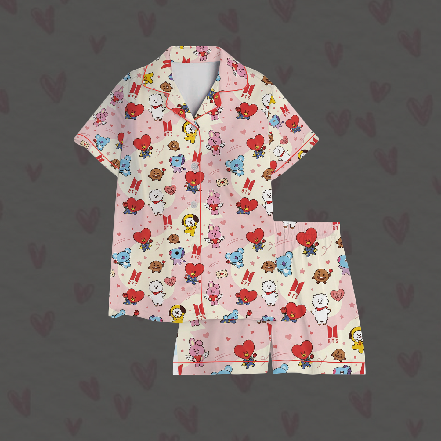 Lovely BTS Valentine BT21 Pajama Set Gift For Lovers
