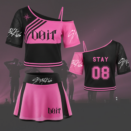 Sporty Chic Stray Kids Do It Off Shoulder Mesh Gift For Lovers