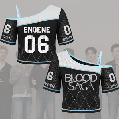 Sporty Chic Blood Saga The Sin Enhypen World Tour Tour Off Shoulder Mesh Gift For Fans