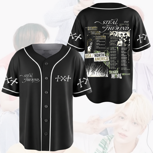 Streetwear TXT Steal The Wind Tour Baseball Jersey Tomorrow X Together Shirt Fan Gifts