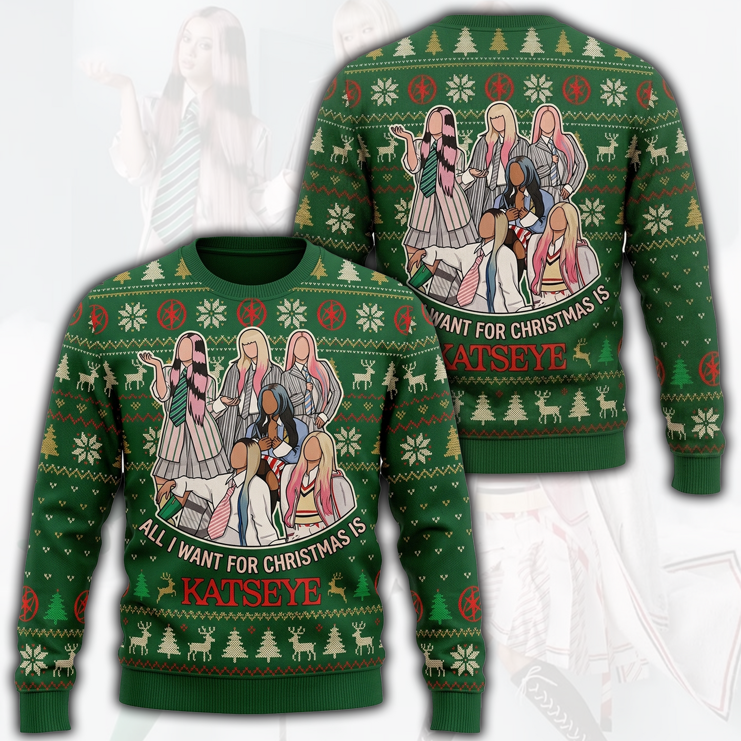 Festive Katseye Ugly Christmas Sweater Gift For Fans