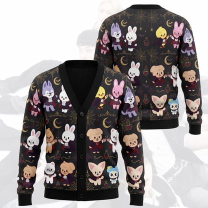 Premium Black Gold SKZOO Halloween Cardigan Gift For Fans