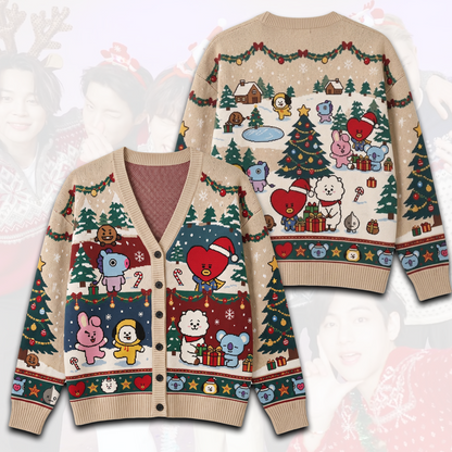 Adorable BT21 BTS Characters Christmas Cardigan Army Gifts