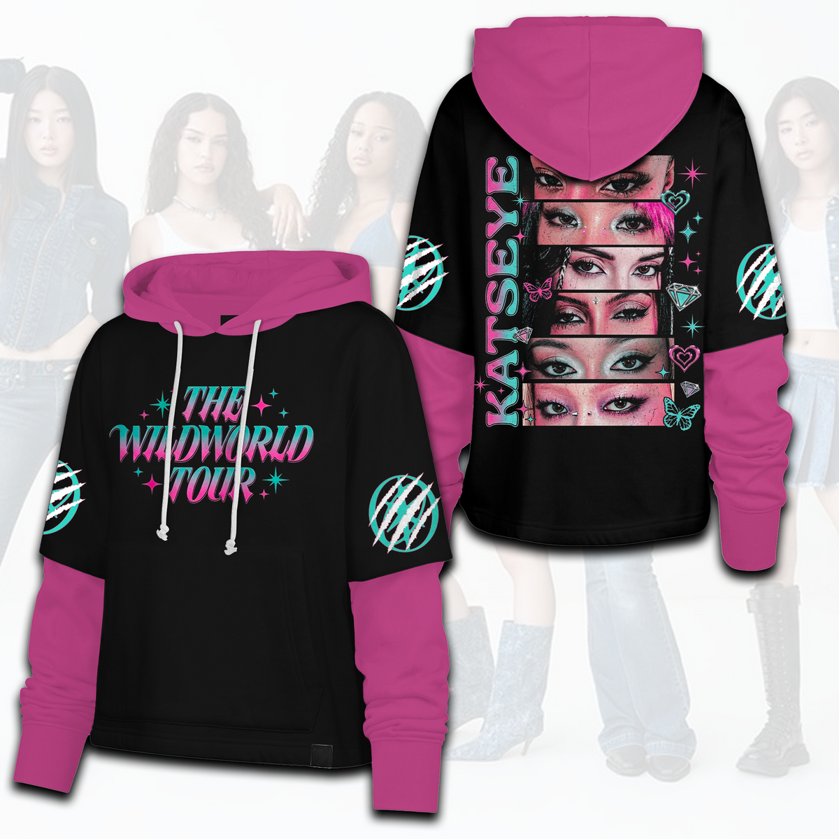 Katseye The Wildworld Tour Eyes To Eyes Aesthetic Shortstop Hoodie For Eyekons