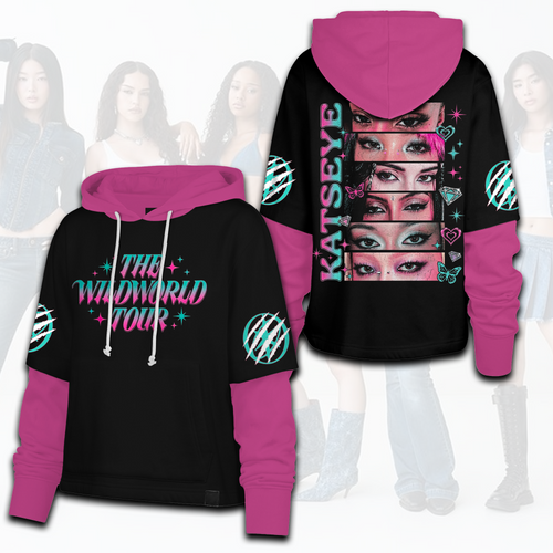 Katseye The Wildworld Tour Eyes To Eyes Aesthetic Shortstop Hoodie For Eyekons