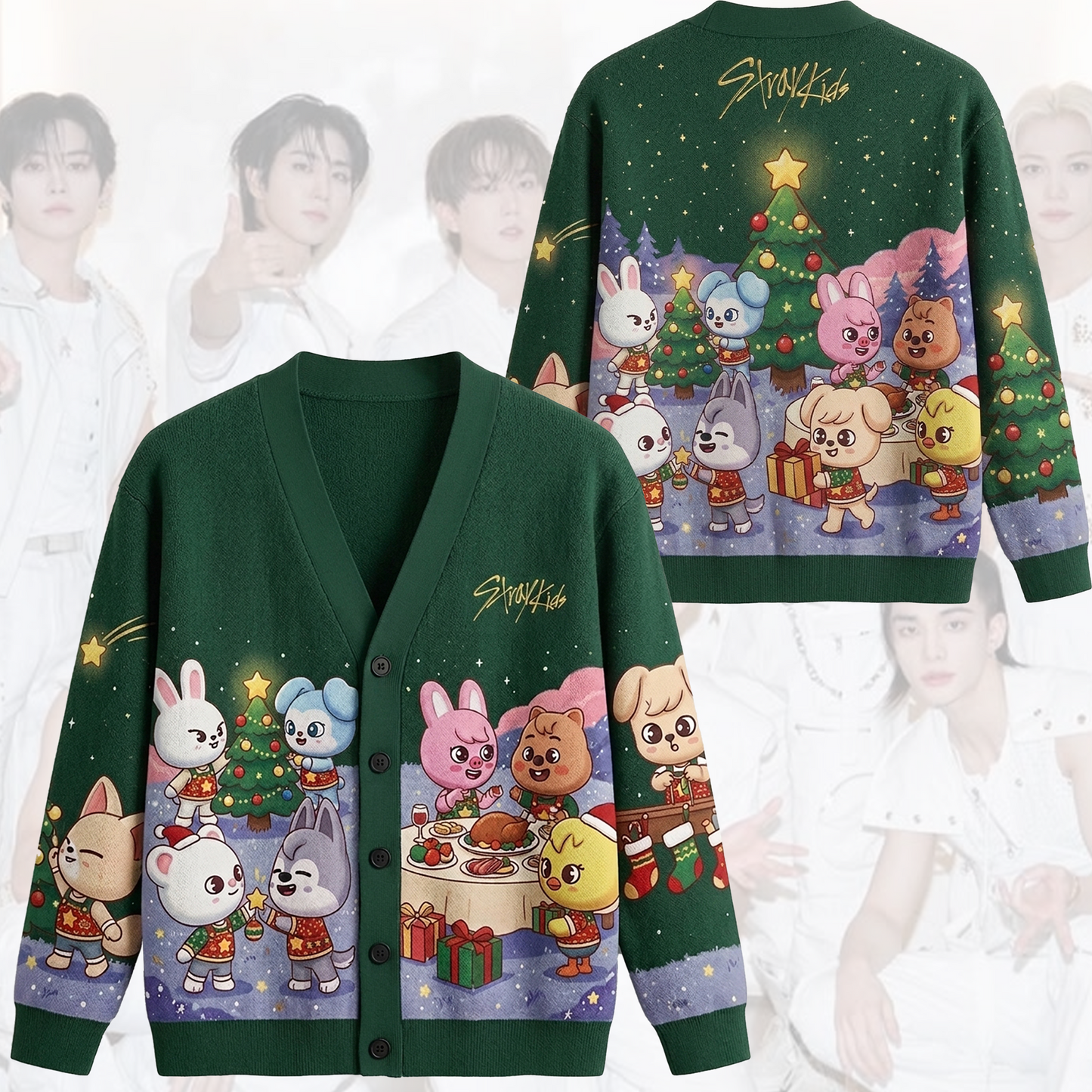 Kawai Skzoo Stray Kids Christmas Cardigan Concert Outfit Gift For Fans