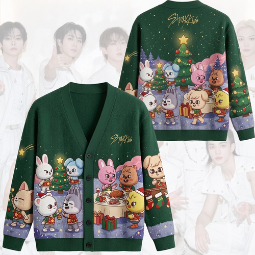 Kawai Skzoo Stray Kids Christmas Cardigan Concert Outfit Gift For Fans
