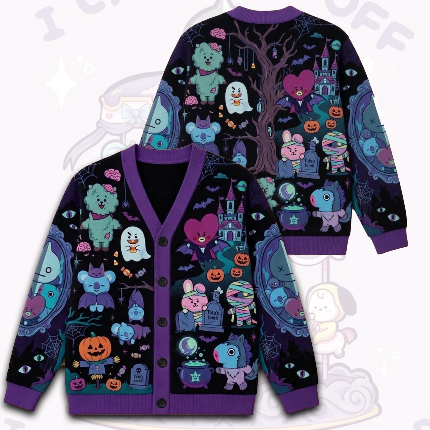 Kawai BT21 Halloween Cardigan Concert Outfit Gift For Fans
