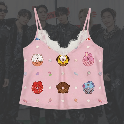 BTS Late Night Donut Lace Cami Sleepwear Gift For Lovers