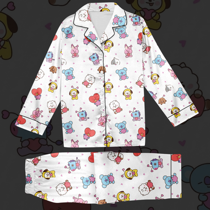 BT21 Purple Heart BTS Pajama Set Gift For Lovers