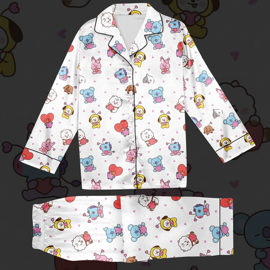 BT21 Purple Heart BTS Pajama Set Gift For Lovers