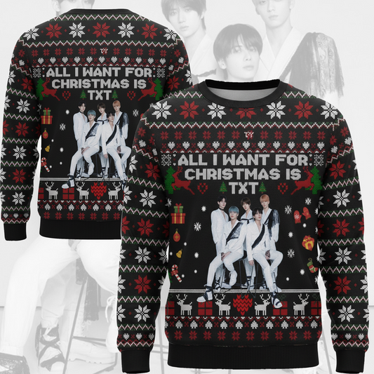 All I Want For Christmas Is TXT Ugly Sweater Gift For Lovers