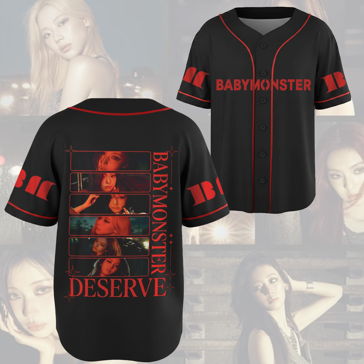 Auffälliges BABYMONSTER Monstiez Baseball-Trikot K-Pop Tracklist Merch Shirt