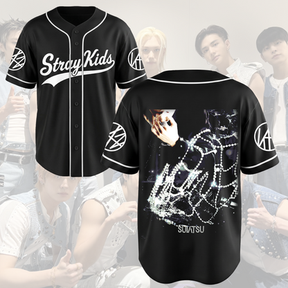 Choice Stray Kids SUIATSU Black Baseball Jersey Top Gift for Fan