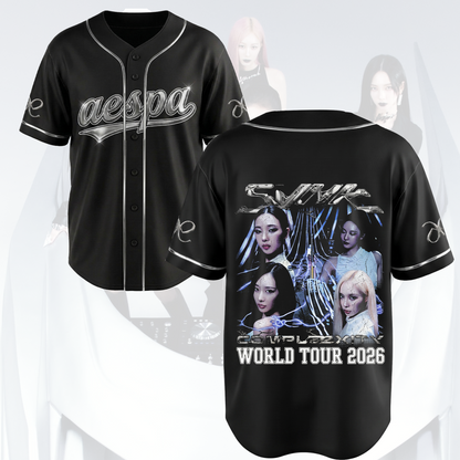 Fresh aespa SYNK COMPLEXITY World Tour 2026 Black Jersey Fan Gifts