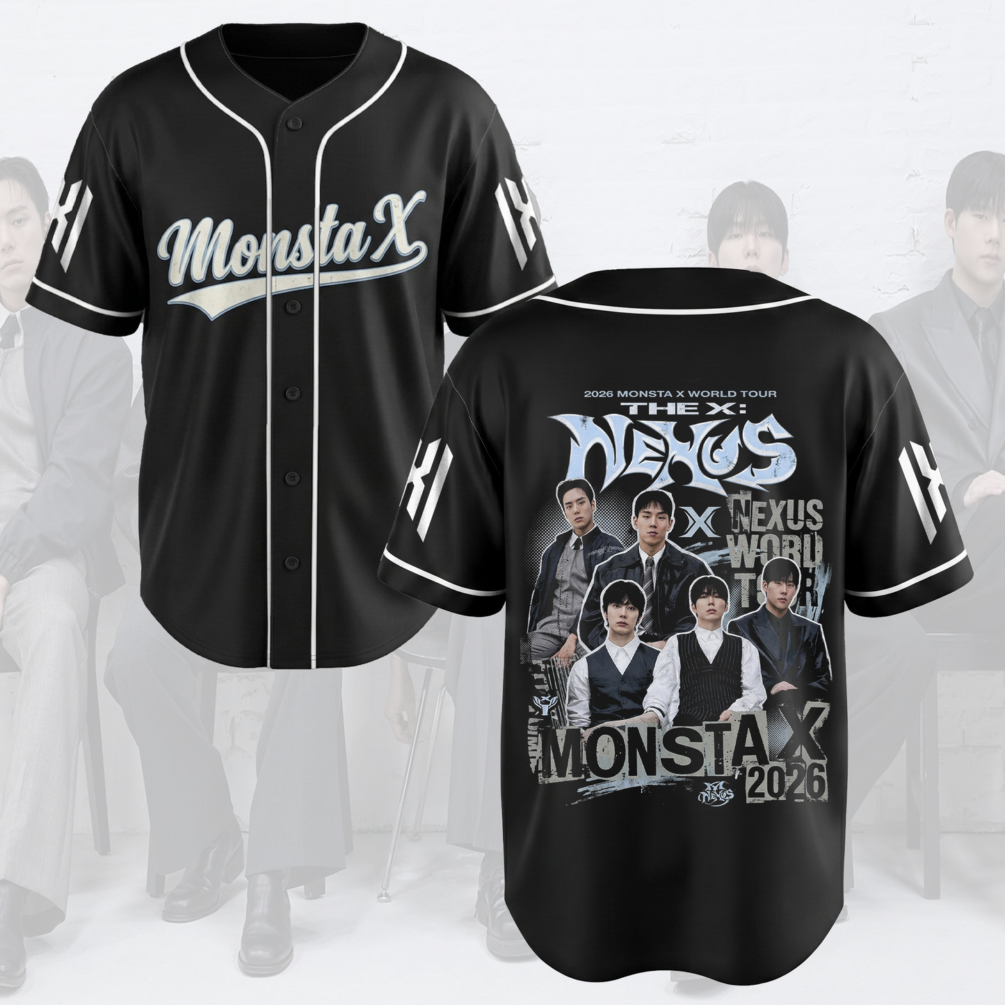 Edgy Monsta X Nexus 2026 Black Baseball Jersey The Phase Gift For Fans