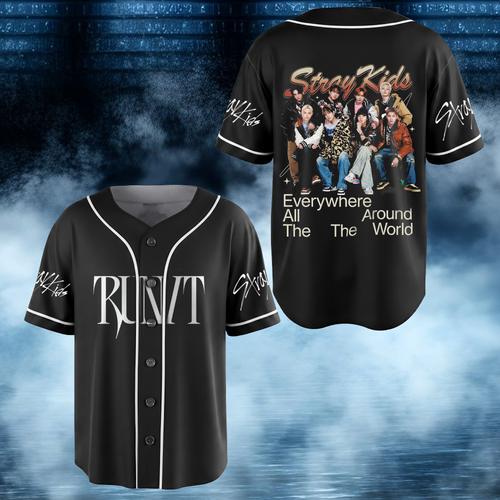 Stray Kids Run It Everywhere All Around The World Baseball Jersey Gift For Fans