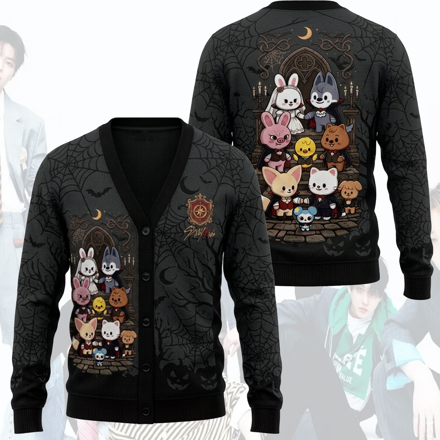 SKZOO Spiderweb Funny Wedding Halloween Cardigan for Stray Kids Fan