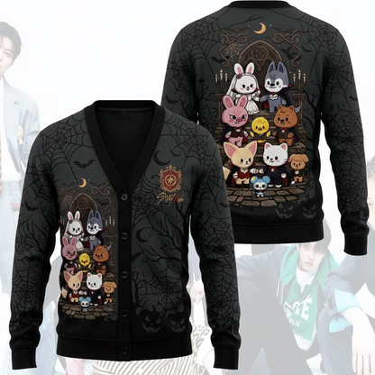 SKZOO Spiderweb Funny Wedding Halloween Cardigan for Stray Kids Fan