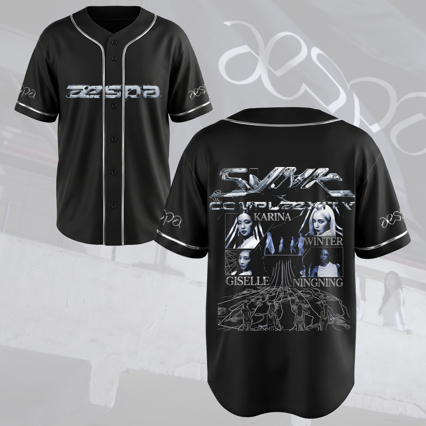 Chrome aespa SYNK COMPLEXITY Tour Baseball Jersey Fan Edition
