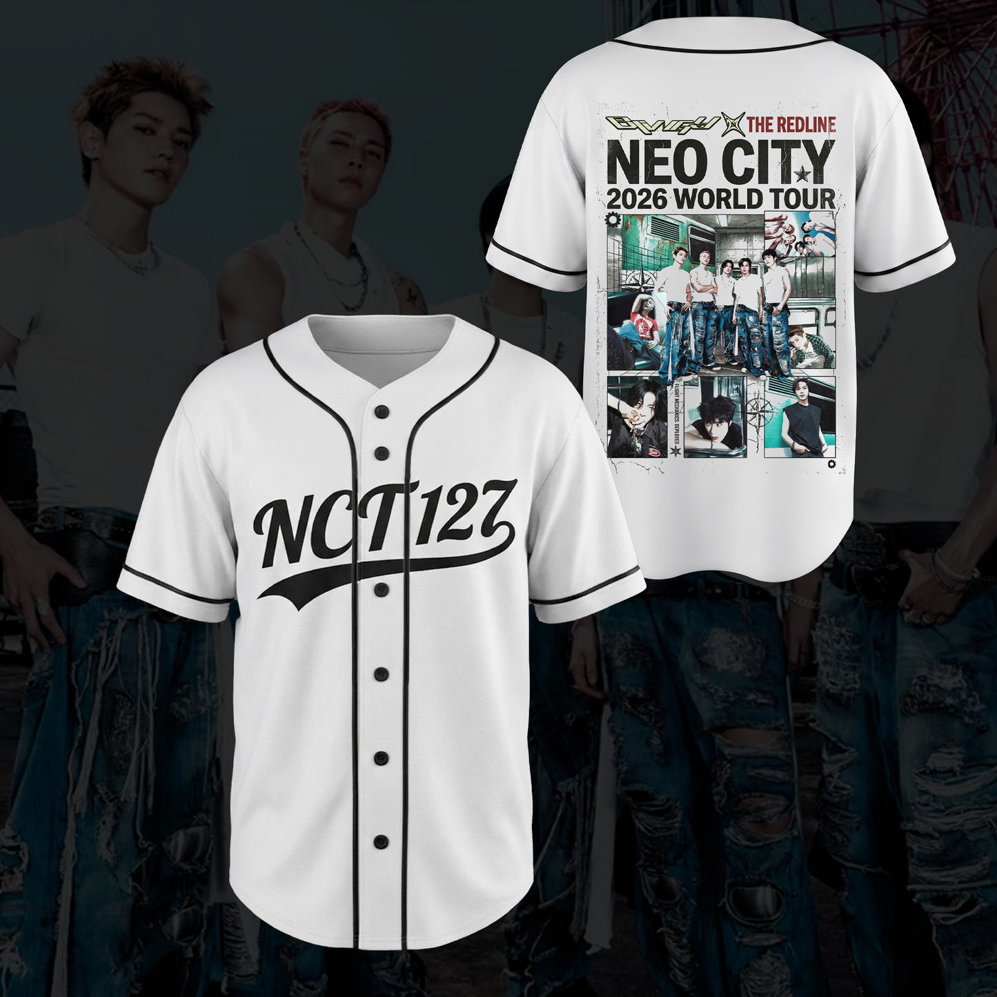 Vintage NCT 127 The Redline World Tour Baseball Jersey Fan Gifts