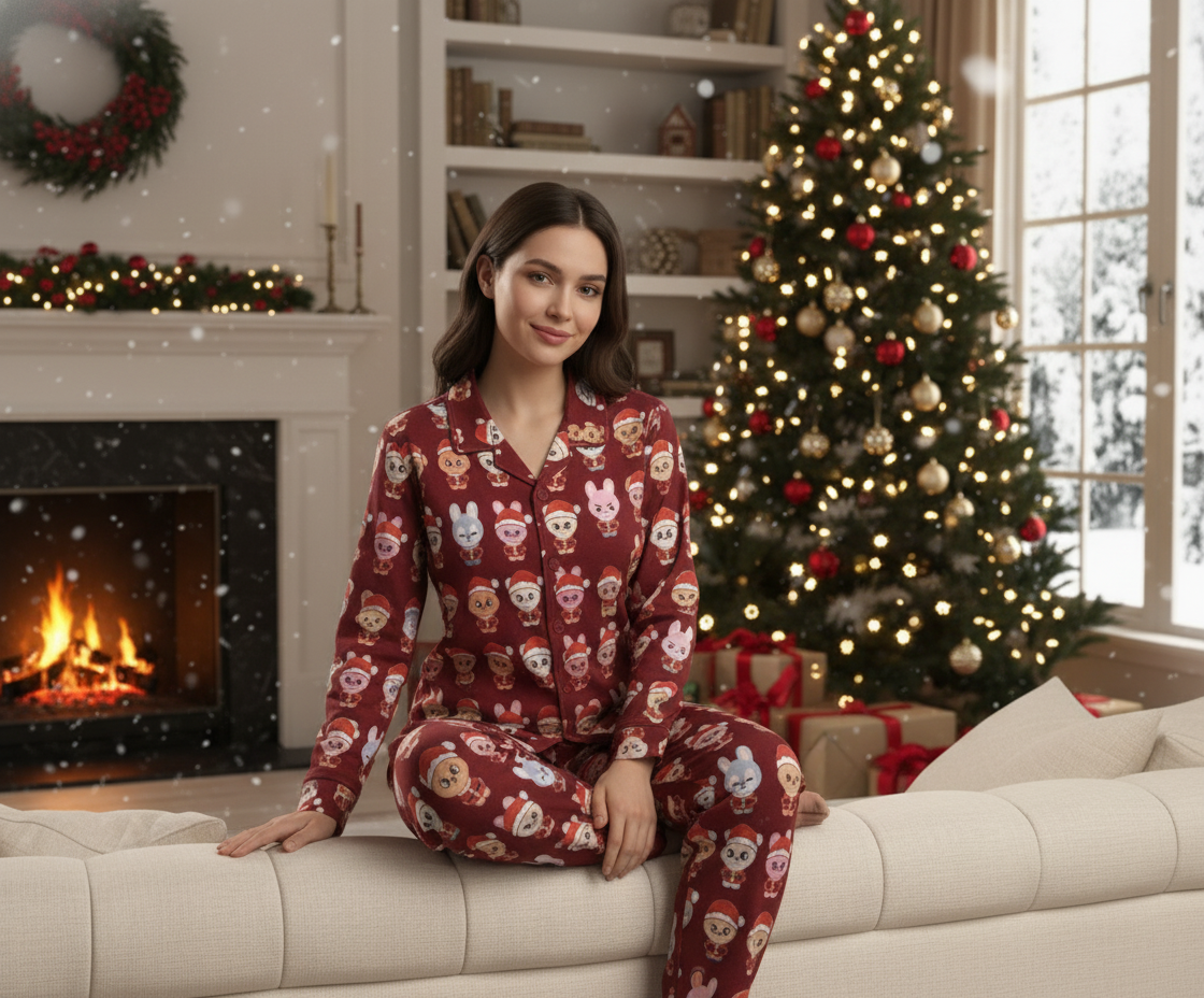 WAVESTEEᵀᴹ Christmas Stray Kids SKZOO Pajama Set