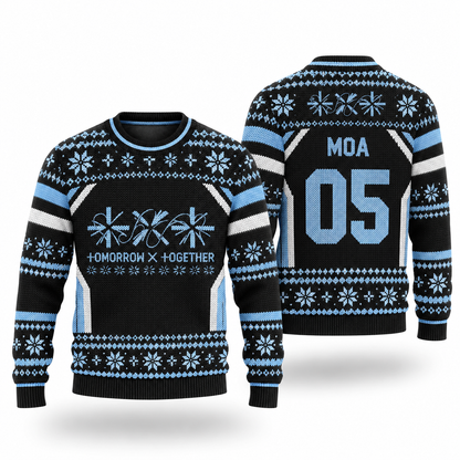 TXT Tomorrow X Together MOA 05 Custom Name Ugly Christmas Sweater, Kpop Holiday Gift for Fans