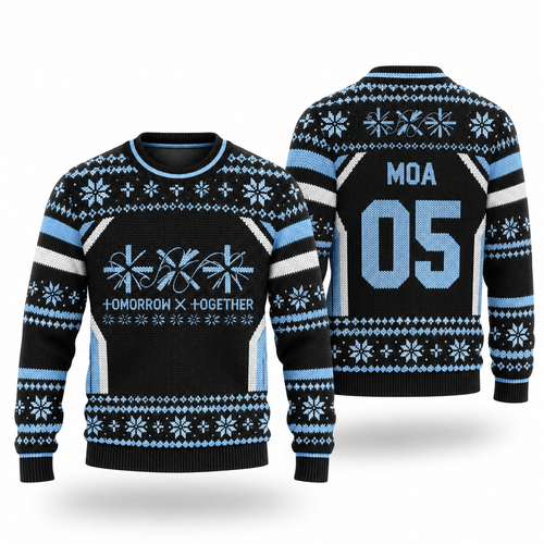 TXT Tomorrow X Together MOA 05 Custom Name Ugly Christmas Sweater, Kpop Holiday Gift for Fans