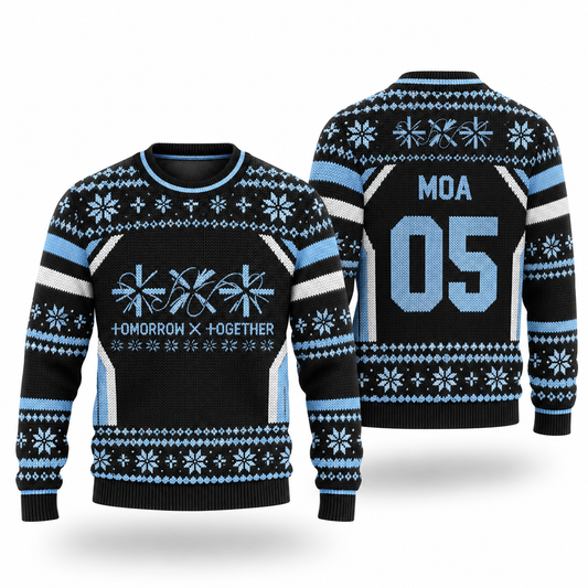 TXT Tomorrow X Together MOA 05 Custom Name Ugly Christmas Sweater, Kpop Holiday Gift for Fans