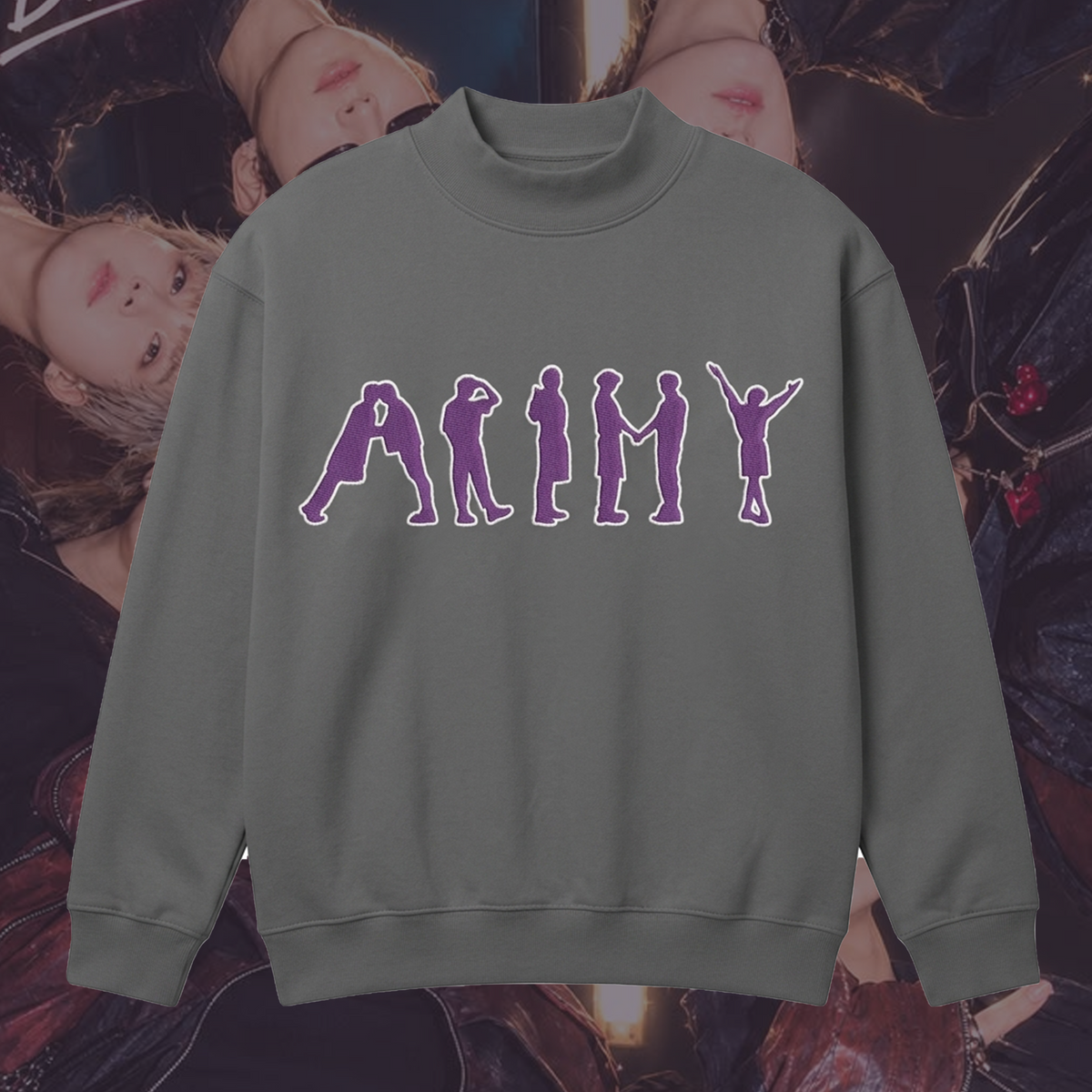 Iconic Army BTS Embroidered Mockneck Sweatshirt Gift For Fans