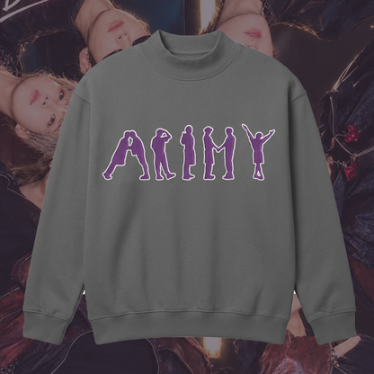 Iconic Army BTS Embroidered Mockneck Sweatshirt Gift For Fans