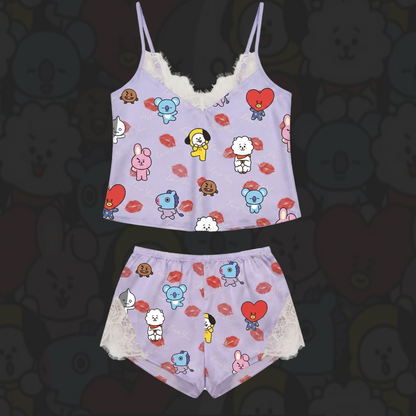 BTS Love You Lips Lace Cami Sleepwear Gift For Girlfriends