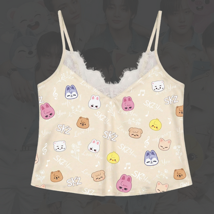 Kawai Skzoo Stray Kids Lace Cami Sleepwear Gift For Fans