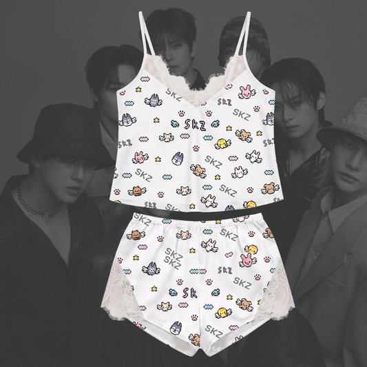 Celestial Wings Pixel  Skzoo Lace Cami Sleepwear Gift For Fans