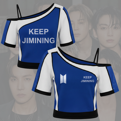 Keep Jimining Keep Swimming BTS World Tour Off Shoulder Mesh