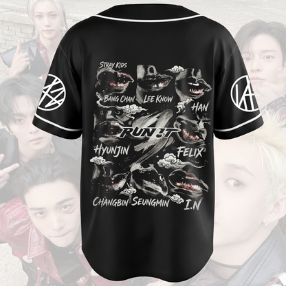 Exhilarating Stray Kids Run It World Tour Baseball Jersey Lips Gift for Fan