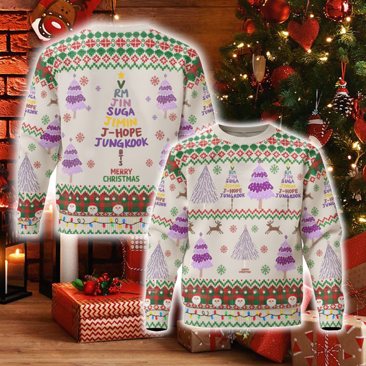 BTS Christmas Tree Merry Army Ugly Sweater  Gift For Fans