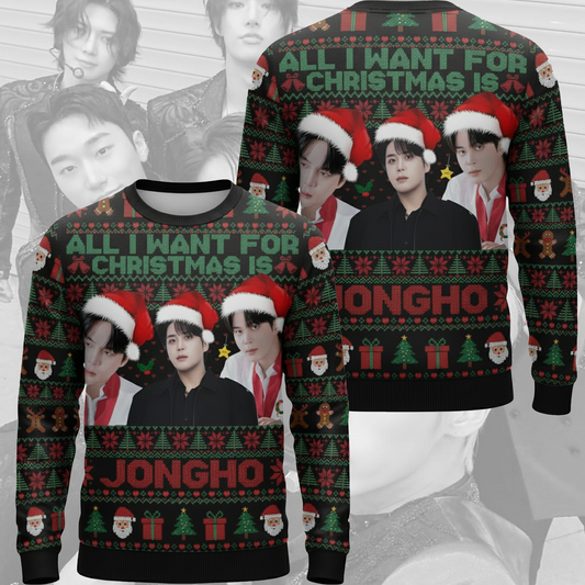 All I Want For Christmas Is Jongho Ugly Sweater Gift For Lovers