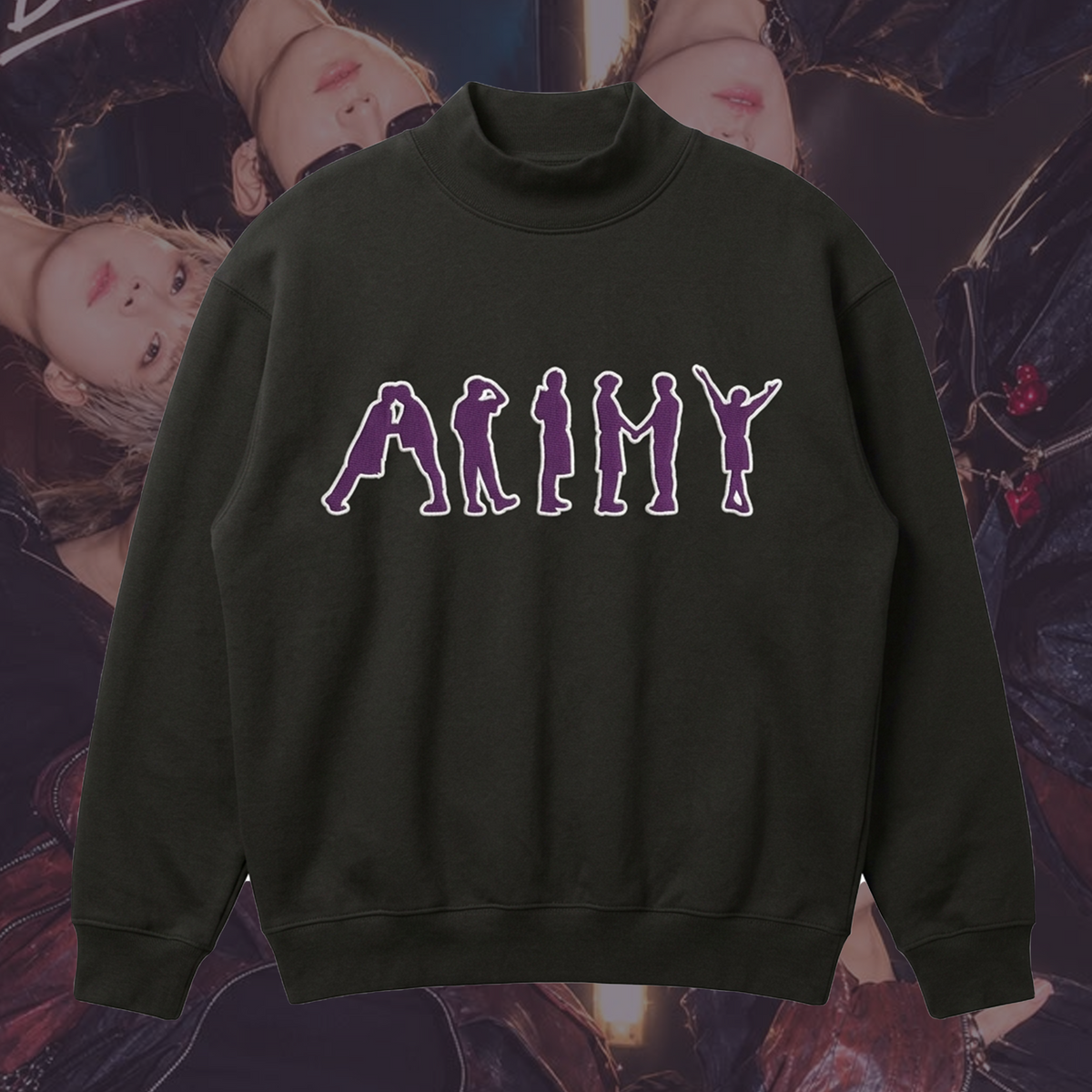 Iconic Army BTS Embroidered Mockneck Sweatshirt Gift For Fans