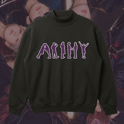 Iconic Army BTS Embroidered Mockneck Sweatshirt Gift For Fans