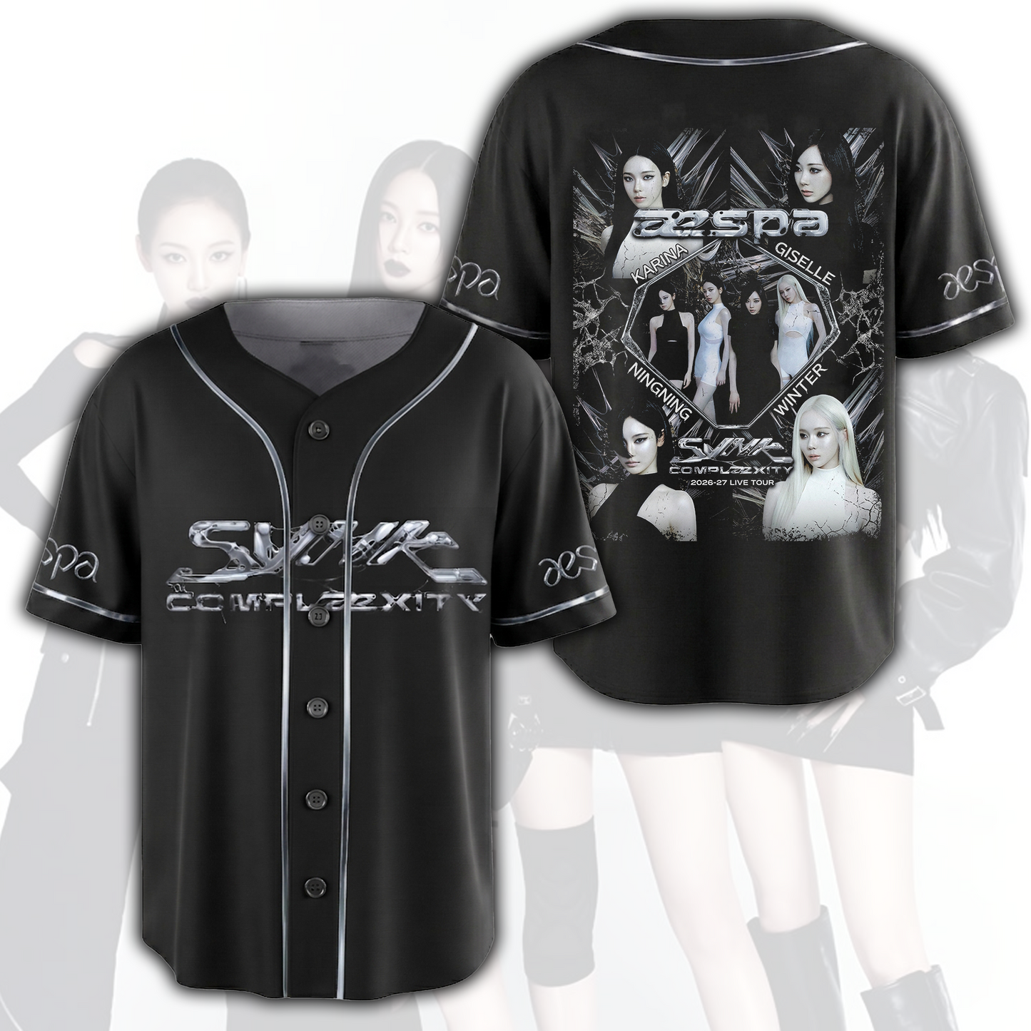 Collage Aespa Synk Complexity  Baseball Jersey Top Fan Gifts