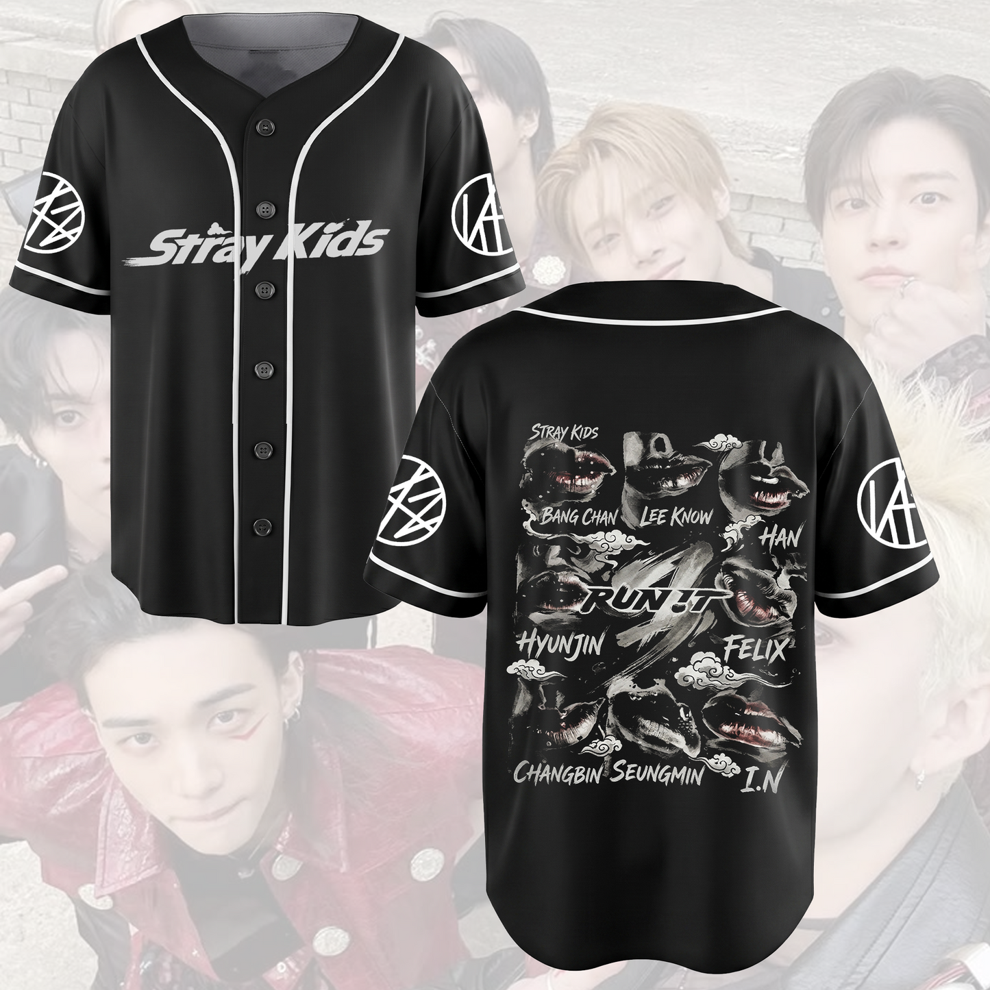Exhilarating Stray Kids Run It World Tour Baseball Jersey Lips Gift for Fan