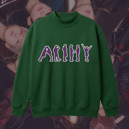 Iconic Army BTS Embroidered Mockneck Sweatshirt Gift For Fans
