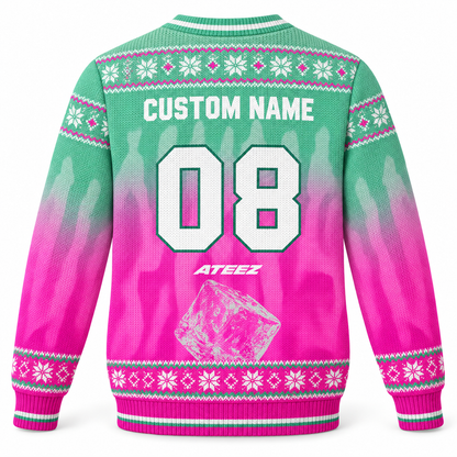 ATEEZ Golden Hour Part.5 Custom Name Ugly Christmas Sweater, Personalized ATINY Gift