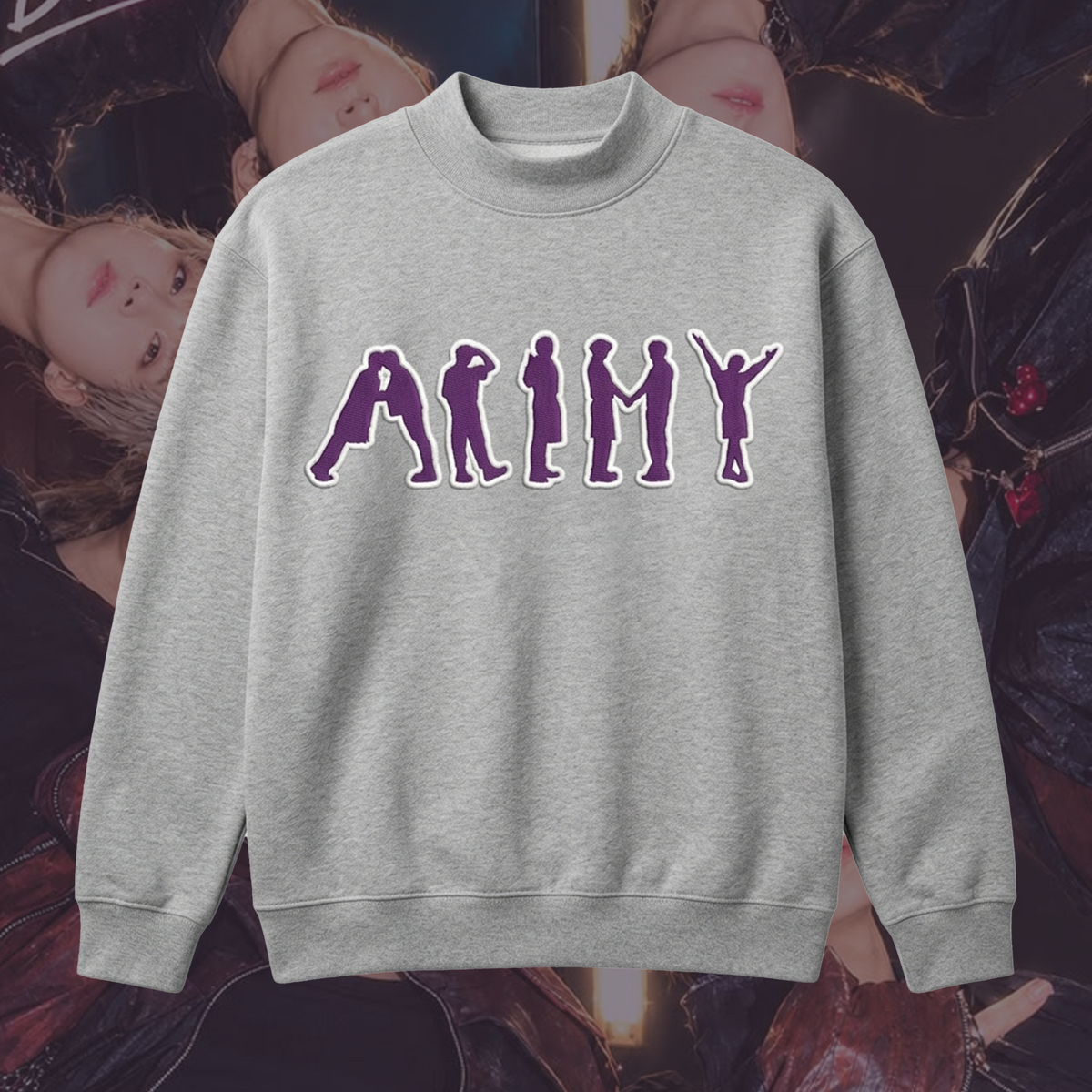 Iconic Army BTS Embroidered Mockneck Sweatshirt Gift For Fans