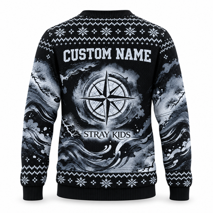 Stray Kids RUN IT Custom Name Ugly Christmas Sweater, Personalized STAY Holiday Gift